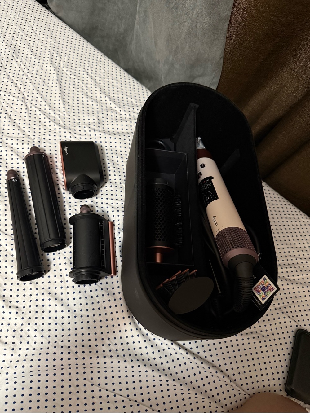 Dyson Women Hair Tools Styling Set — Beige and Black with Rose Gold Accents